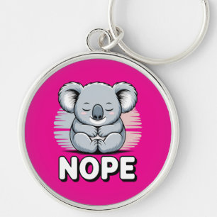 Cute Sleeping Koala “Nope” Funny Cartoon Key Ring