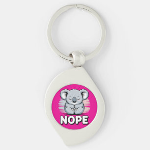 Cute Sleeping Koala “Nope” Funny Cartoon Key Ring