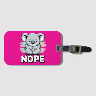 Cute Sleeping Koala “Nope” Funny Cartoon Luggage Tag