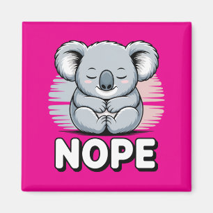 Cute Sleeping Koala “Nope” Funny Cartoon Magnet
