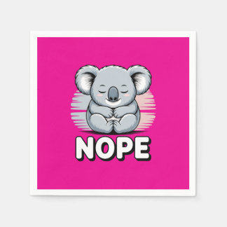 Cute Sleeping Koala “Nope” Funny Cartoon Napkin