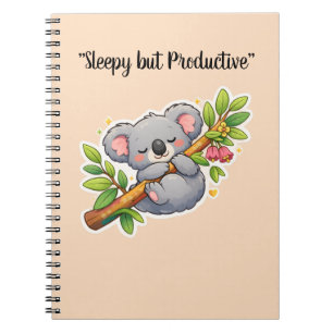 Cute Sleeping Koala on Eucalyptus Branch Kawaii  Notebook