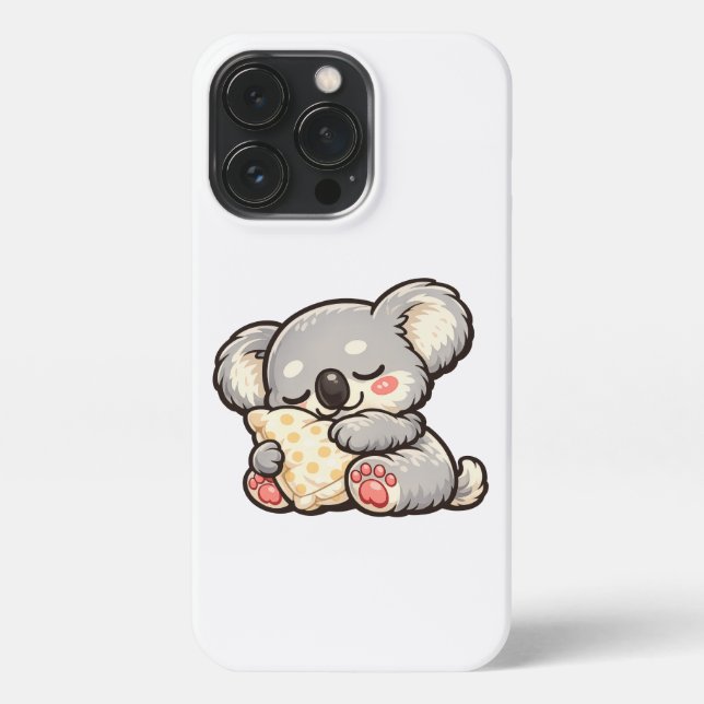 Cute Sleeping Koala with Pillow iPhone Case (Back)