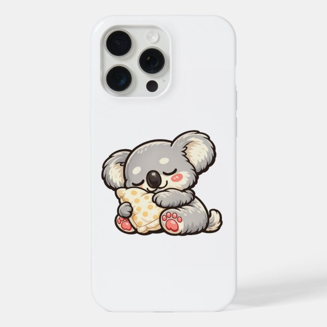 Cute Sleeping Koala with Pillow iPhone Case (Back)