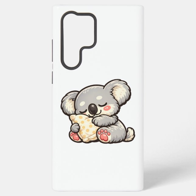 Cute Sleeping Koala with Pillow Samsung Galaxy S22 Ultra Case (Back)