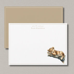 Cute Sleeping Lion Safari Nursery Thank You Card