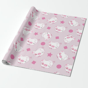 Cute Sleeping Little Piggy Wrapping Paper