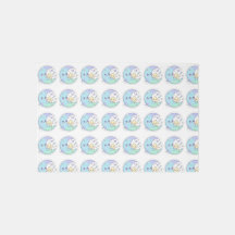 Cute Sleeping Moon and Star Pattern Nursery Area R