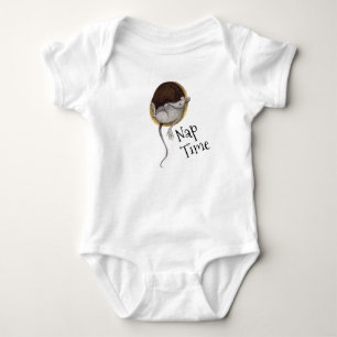 Cute Sleeping Mouse Nap Time Baby Bodysuit