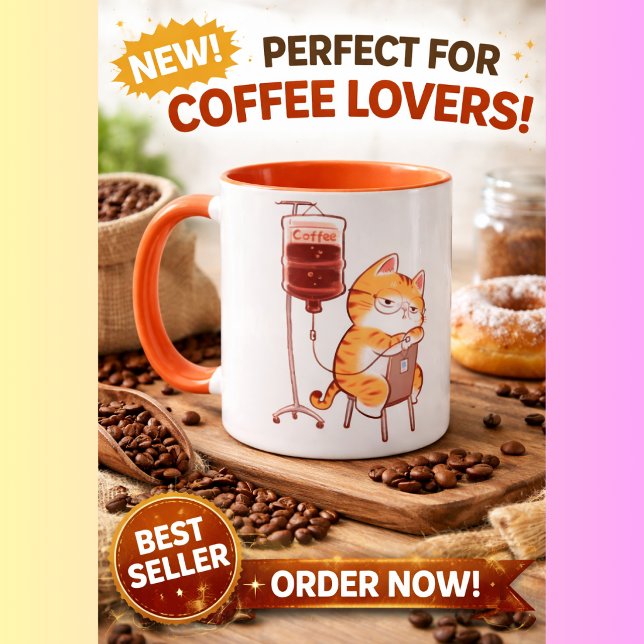 Cute Sleeping Orange Cat Coffee Mug funny orange (Creator Uploaded)