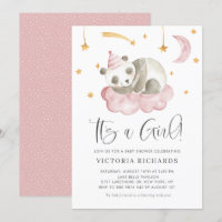 Cute Sleeping Panda Pink It's a Girl Baby Shower