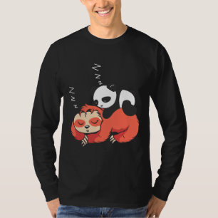 Cute Sleeping Panda Sloth Funny Lazy Themed T-Shirt