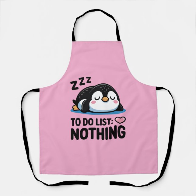 cute sleeping penguin, to do list nothing apron (Front)
