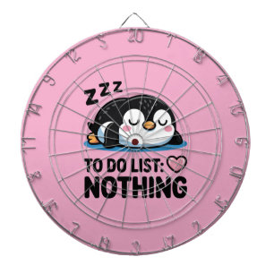 cute sleeping penguin, to do list nothing dartboard