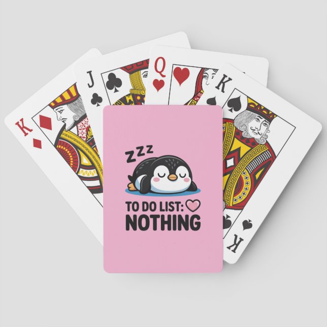 cute sleeping penguin, to do list nothing playing cards (Back)