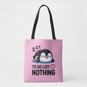 cute sleeping penguin, to do list nothing tote bag