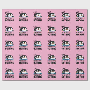 cute sleeping penguin, to do list nothing wrapping paper