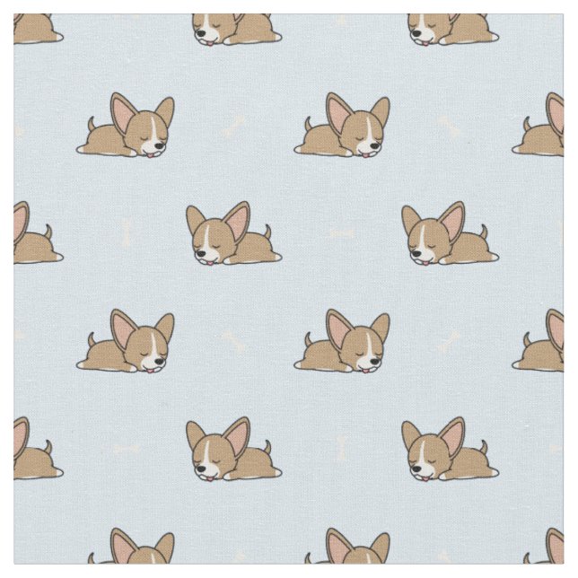 Cute Sleeping Puppy Pattern Fabric (Close Up)
