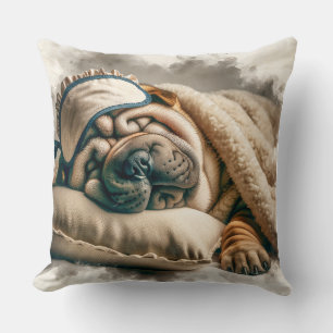 Cute Sleeping Shar Pei Dog Cushion