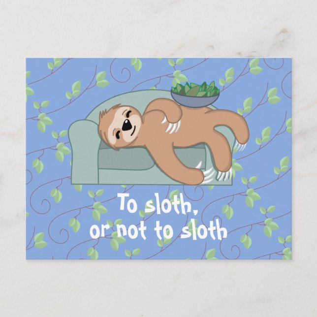 Cute Sleeping Sloth Being Lazy Tropical Jungle Postcard (Front)