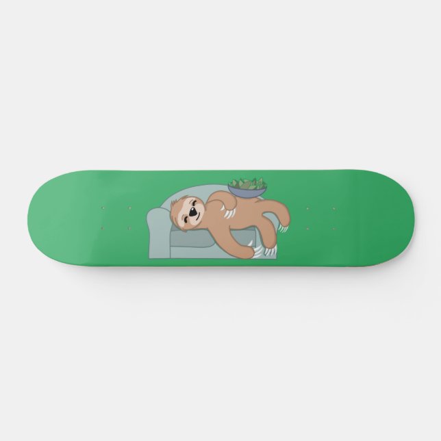 Cute Sleeping Sloth Being Lazy Tropical Jungle Skateboard (Horz)