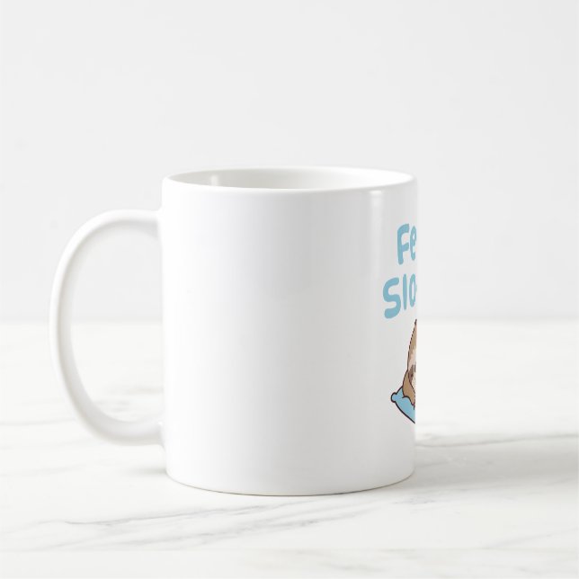 Cute Sleeping Sloth Feeling Slothish Coffee Mug (Left)