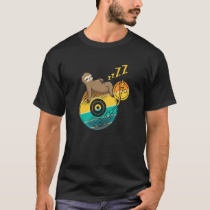 Cute Sleeping Sloth Music Vinyl LP Musician Music T-Shirt