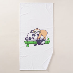 Cute sleeping sloth on panda bear sloth sleep bath towel