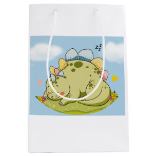 Cute Sleeping Stegosaurus Pastel Dinosaur Gift Bag