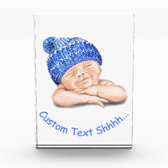 Cute Sleeping Sweet Smiling Happy Baby - Customise Photo Block (Front)