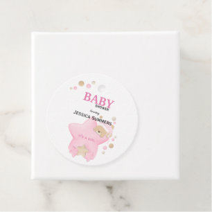 Cute Sleeping Teddy Bear Baby Girl Shower Favour T Tags