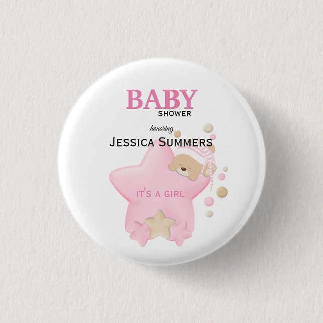 Cute Sleeping Teddy Bear Baby Shower 3 Cm Round Badge (Front)