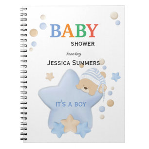 Cute Sleeping Teddy Bear Baby Shower Notebook