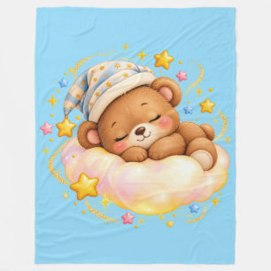 Cute Sleeping Teddy Bear Shiny Baby Blanket