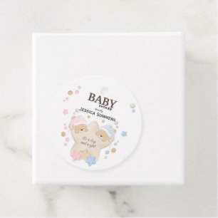 Cute Sleeping Teddy Bear Twins Baby Shower Favour  Tags