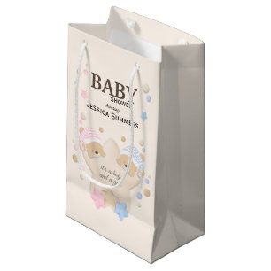 Cute Sleeping Teddy Bear Twins Baby Shower Small G Gift Bag
