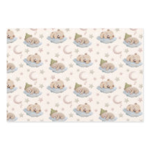 Cute Sleeping Teddy Bear with Stars & Moon