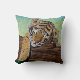 Cute Sleeping Tiger Cub Painting Cushion