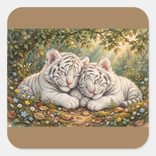 Cute Sleeping Tiger Cubs Sticker – Cosy Wildlife G