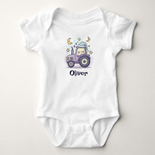 Cute Sleeping Tractor Baby Bodysuit