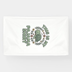 Cute Sleeping Turtle Pajama Shirt Vintage Vector D Banner