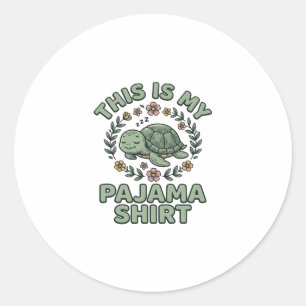 Cute Sleeping Turtle Pajama Shirt Vintage Vector D Classic Round Sticker