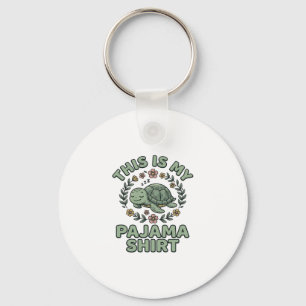 Cute Sleeping Turtle Pajama Shirt Vintage Vector D Key Ring