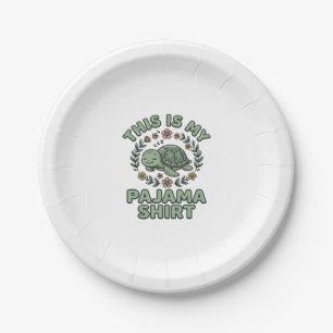 Cute Sleeping Turtle Pajama Shirt Vintage Vector D Paper Plate