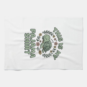 Cute Sleeping Turtle Pajama Shirt Vintage Vector D Tea Towel
