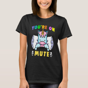 Cute Sleeping Unicorn Virtual Class You're On Mute T-Shirt