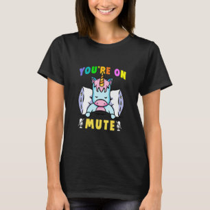 Cute Sleeping Unicorn Virtual Class You're On Mute T-Shirt
