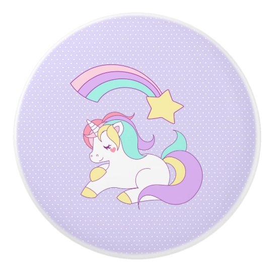 Cute Sleeping Unicorn With Colourful Shooting Star Ceramic Knob Zazzle Co Uk