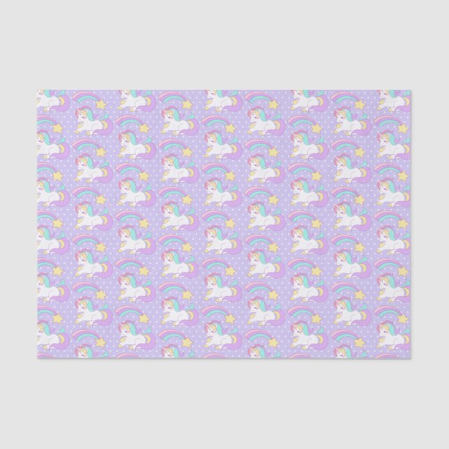 Cute Sleeping Unicorn with Colourful Shooting Star Tissue Paper (Front)