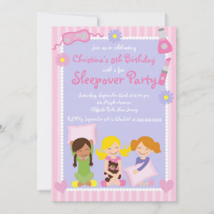 Cute Sleepover Birthday Party Invitations